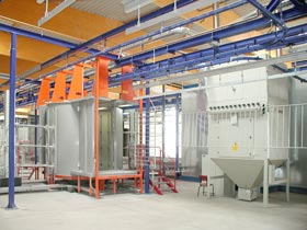 Automatik-Pulverbeschichtungsanlage f�r Lohnbeschichtung